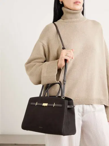 DeMellier The Hudson Midi Leather-trimmed Suede Tote | Thumbnail 6 DeMellier The Hudson Midi Leather-trimmed Suede Tote | Thumbnail 6