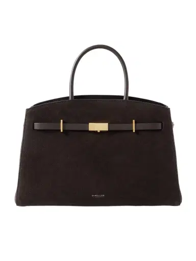 DeMellier The Hudson Midi Leather-trimmed Suede Tote | Thumbnail 1 DeMellier The Hudson Midi Leather-trimmed Suede Tote | Thumbnail 1