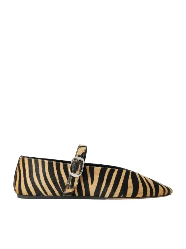 Stella Zebra-print Calf Hair Mary Jane Ballet Flats