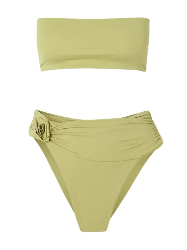 Alheli Appliquéd Ruched Bandeau Bikini