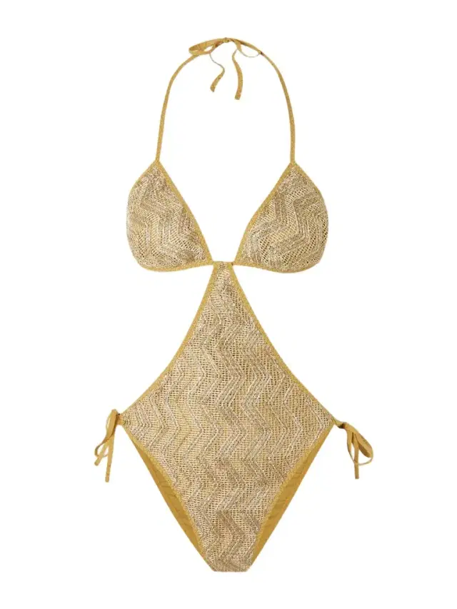 Missoni Mare Cutout Sequin-embellished Striped Metallic Crochet-knit Swimsuit