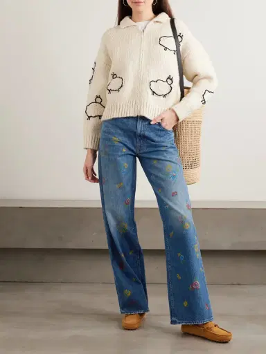 Mother The Rerun Zip Sneak Floral-print High-rise Wide-leg Jeans | Thumbnail 2 Mother The Rerun Zip Sneak Floral-print High-rise Wide-leg Jeans | Thumbnail 2