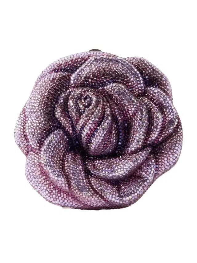 Judith Leiber Couture Rose Melody Crystal-embellished Silver-tone Clutch