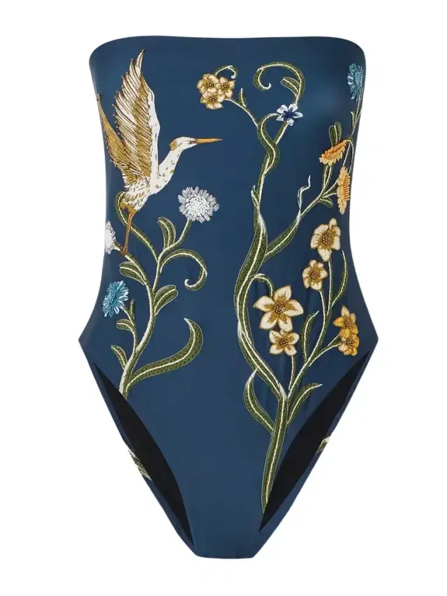 Durazno Laguna Strapless Embellished Embroidered Recycled Swimsuit