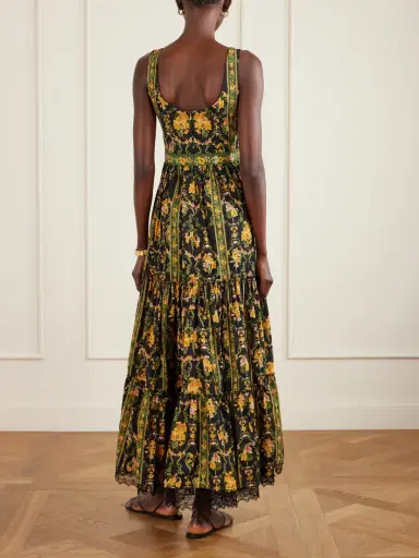 Agua by Agua Bendita Azulejo Cordillera Tiered Embroidered Printed Cotton-voile Maxi Dress | Thumbnail 3 Agua by Agua Bendita Azulejo Cordillera Tiered Embroidered Printed Cotton-voile Maxi Dress | Thumbnail 3