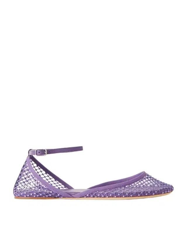 Minette Leather-trimmed Crystal-embellished Mesh Ballet Flats