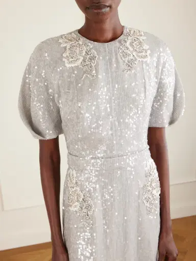 Erdem Embellished Sequined Chiffon Midi Dress | Thumbnail 4 Erdem Embellished Sequined Chiffon Midi Dress | Thumbnail 4