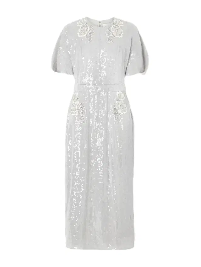 Embellished Sequined Chiffon Midi Dress