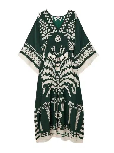 Eres Holi Belted Printed Silk Crepe De Chine Cover-up | Thumbnail 1 Eres Holi Belted Printed Silk Crepe De Chine Cover-up | Thumbnail 1