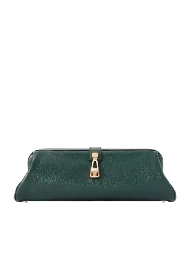 Paola Textured-leather Clutch