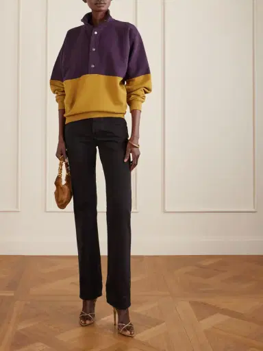 Saint Laurent Embroidered Two-tone Cotton-jersey Sweatshirt | Thumbnail 2