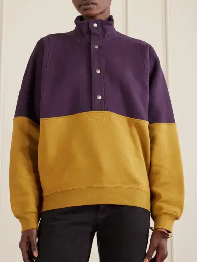 Saint Laurent Embroidered Two-tone Cotton-jersey Sweatshirt | Thumbnail 3