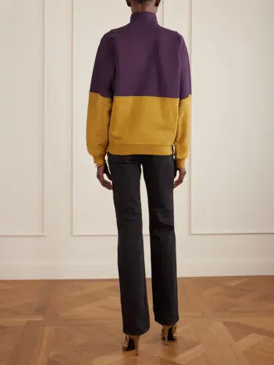 Saint Laurent Embroidered Two-tone Cotton-jersey Sweatshirt | Thumbnail 4