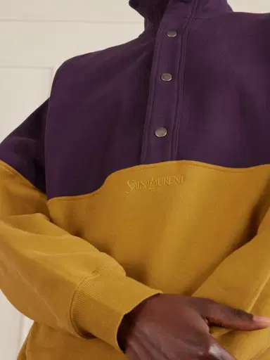 Saint Laurent Embroidered Two-tone Cotton-jersey Sweatshirt | Thumbnail 5