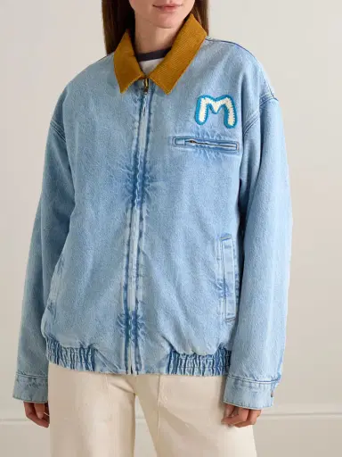 Mother The Super Sizer Corduroy-trimmed Appliquéd Denim Jacket | Thumbnail 3 Mother The Super Sizer Corduroy-trimmed Appliquéd Denim Jacket | Thumbnail 3