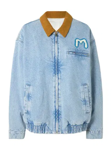Mother The Super Sizer Corduroy-trimmed Appliquéd Denim Jacket | Thumbnail 1 Mother The Super Sizer Corduroy-trimmed Appliquéd Denim Jacket | Thumbnail 1
