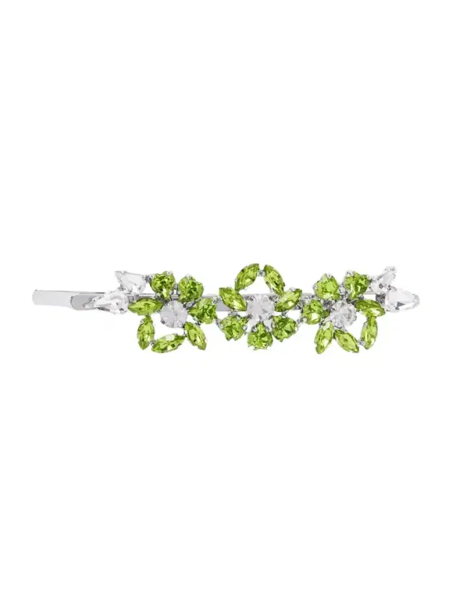 Heartbloom Silver-tone Crystal Hair Slide