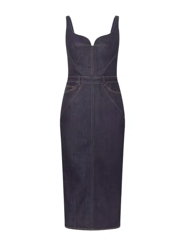 Paneled Denim Midi Dress