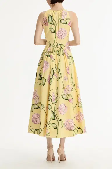 Oscar de la Renta Sleeveless Floral Tie Waist Day Dress | Thumbnail 4
