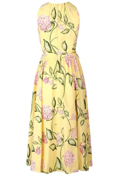 Oscar de la Renta Sleeveless Floral Tie Waist Day Dress | Thumbnail 5