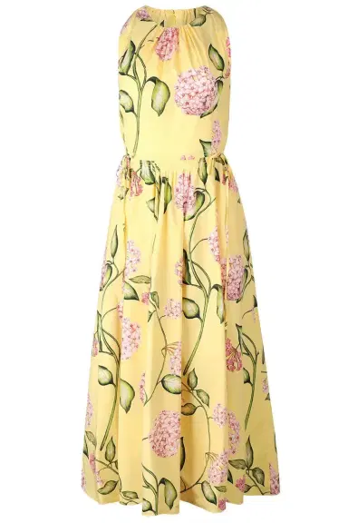 Oscar de la Renta Sleeveless Floral Tie Waist Day Dress | Thumbnail 1
