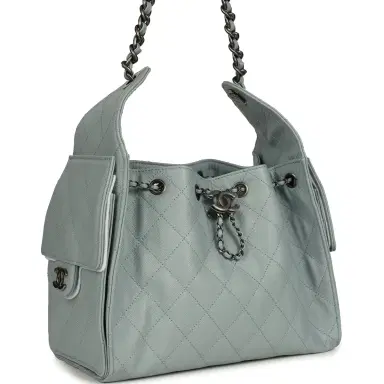Chanel Chanel Mini 25 Hobo Bag Light Blue Caviar Aged Ruthenium Hardware | Thumbnail 2