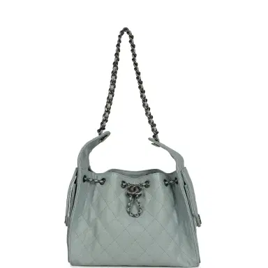 Chanel Chanel Mini 25 Hobo Bag Light Blue Caviar Aged Ruthenium Hardware | Thumbnail 6