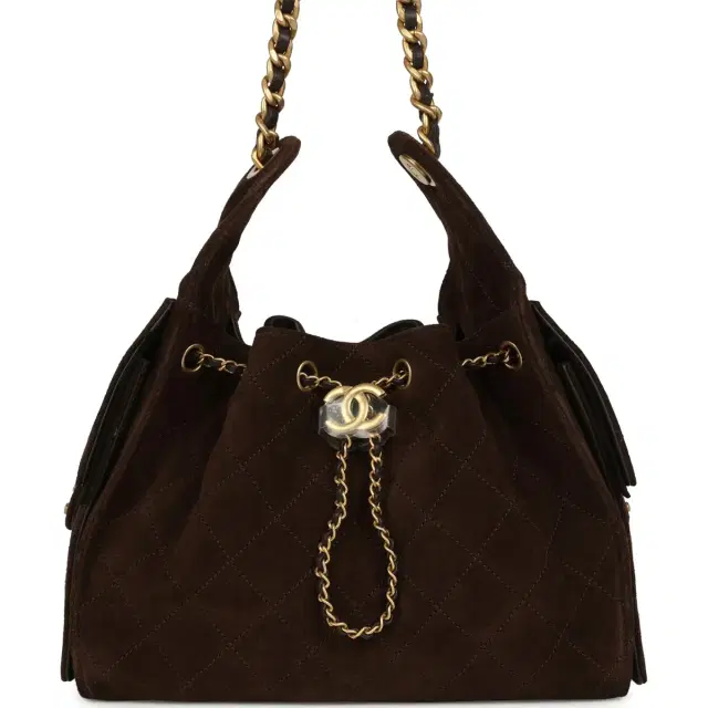 Chanel Small 25 Hobo Bag Dark Brown Suede Antique Gold Hardware