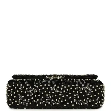 Chanel Chanel Small Pearl Beaded Flap Bag Black and White Sequins Light Gold Hardware | Thumbnail 6 Chanel Chanel Small Pearl Beaded Flap Bag Black and White Sequins Light Gold Hardware | Thumbnail 6