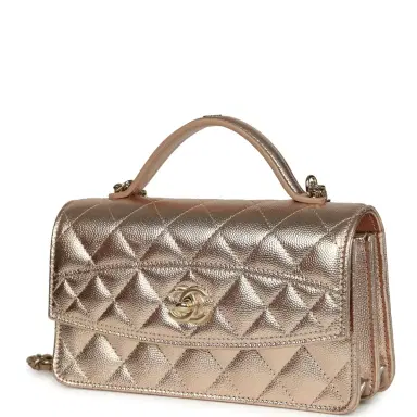 Chanel Chanel Top Handle Wallet On Chain WOC Metallic Copper Shiny Caviar Light Gold Hardware | Thumbnail 5 Chanel Chanel Top Handle Wallet On Chain WOC Metallic Copper Shiny Caviar Light Gold Hardware | Thumbnail 5