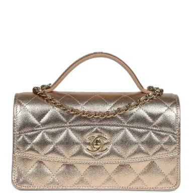 Chanel Chanel Top Handle Wallet On Chain WOC Metallic Copper Shiny Caviar Light Gold Hardware | Thumbnail 1 Chanel Chanel Top Handle Wallet On Chain WOC Metallic Copper Shiny Caviar Light Gold Hardware | Thumbnail 1