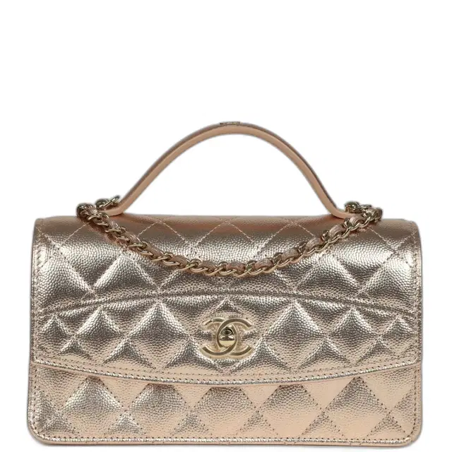 Chanel Chanel Top Handle Wallet On Chain WOC Metallic Copper Shiny Caviar Light Gold Hardware