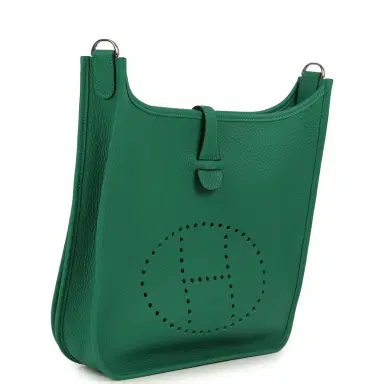 HERMÈS Hermes Evelyne III PM Vert Vertigo Clemence Palladium Hardware | Thumbnail 2 HERMÈS Hermes Evelyne III PM Vert Vertigo Clemence Palladium Hardware | Thumbnail 2