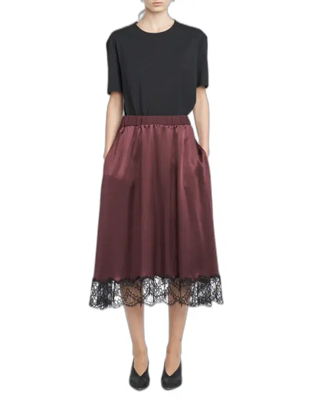 Lace-Trimmed Satin Circle Skirt