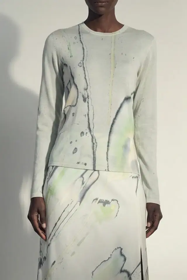 Jason Wu Collection WATERCOLOR FLORAL MERINO SWEATER