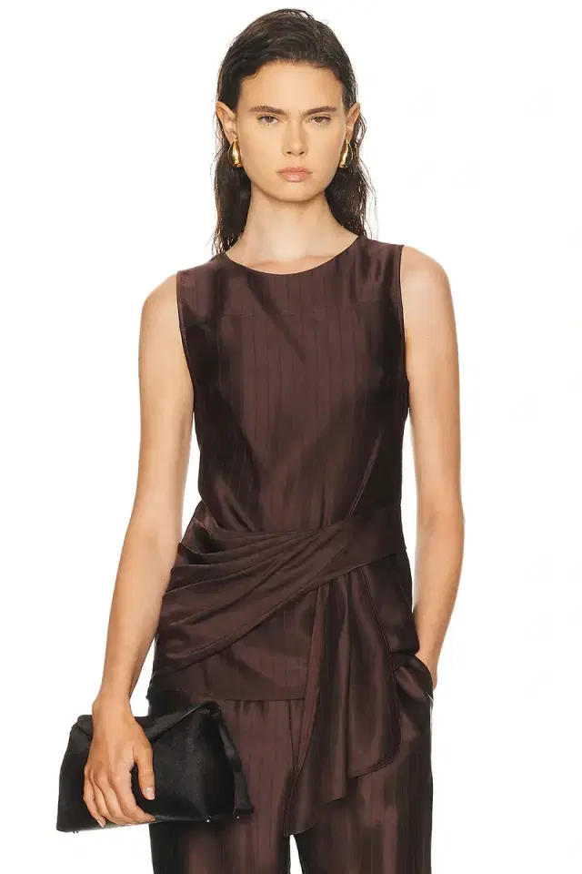 Loulou de Saison Fonda Draped Asymmetric Top