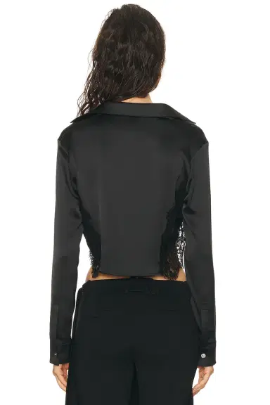 Versace Long Sleeve Satin Blouse | Thumbnail 3
