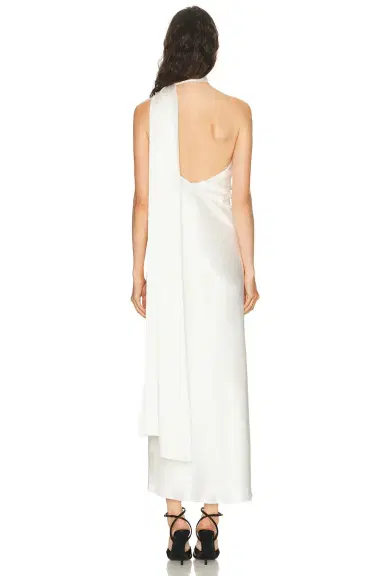 SEV Draped Scarf Neck Satin Dress | Thumbnail 4