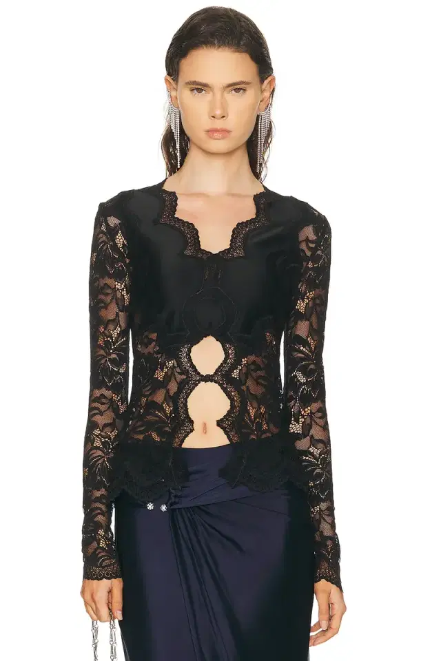 RABANNE Long Sleeve Lace Top