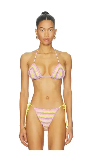 Leslie Amon Oli Rainbow Crochet Bikini Top | Thumbnail 1