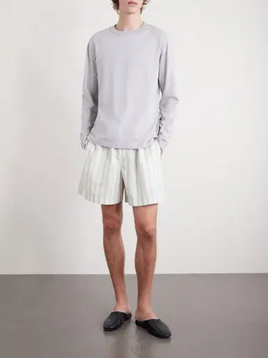 Tekla Straight-Leg Striped Organic Cotton-Poplin Shorts - Men | Thumbnail 2 Tekla Straight-Leg Striped Organic Cotton-Poplin Shorts - Men | Thumbnail 2