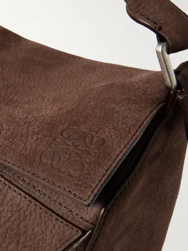 Loewe Puzzle Edge Large Logo-Debossed Nubuck Messenger Bag - Men | Thumbnail 4