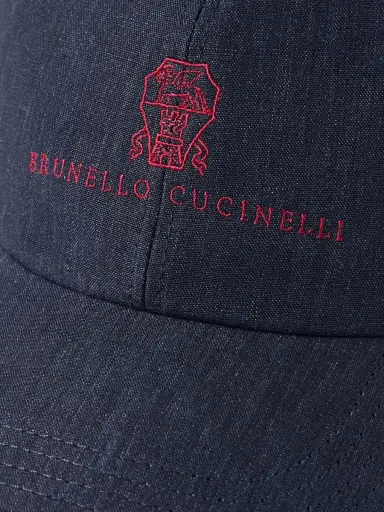 Brunello Cucinelli Logo-Embroidered Linen Baseball Cap - Men | Thumbnail 3