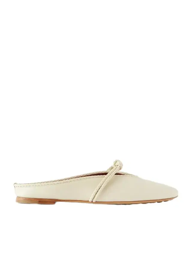 Rosa Intrecciato-trimmed Leather Mules