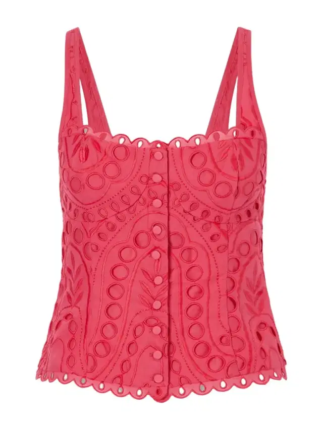 Nereus Cropped Broderie Anglaise Cotton-blend Top