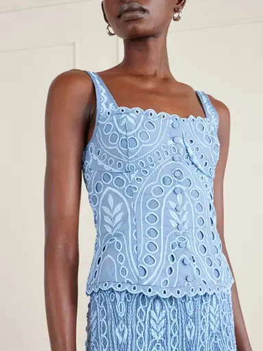 Charo Ruiz Nereus Cropped Broderie Anglaise Cotton-blend Top | Thumbnail 4 Charo Ruiz Nereus Cropped Broderie Anglaise Cotton-blend Top | Thumbnail 4