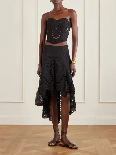 Charo Ruiz Finn Broderie Anglaise Cotton-blend Midi Skirt | Thumbnail 2 Charo Ruiz Finn Broderie Anglaise Cotton-blend Midi Skirt | Thumbnail 2