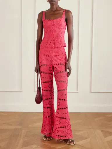 Charo Ruiz Stern Broderie Anglaise Cotton-blend Flared Pants | Thumbnail 2
