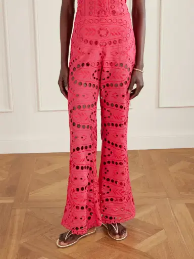 Charo Ruiz Stern Broderie Anglaise Cotton-blend Flared Pants | Thumbnail 3