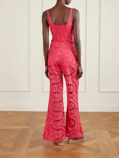 Charo Ruiz Stern Broderie Anglaise Cotton-blend Flared Pants | Thumbnail 4